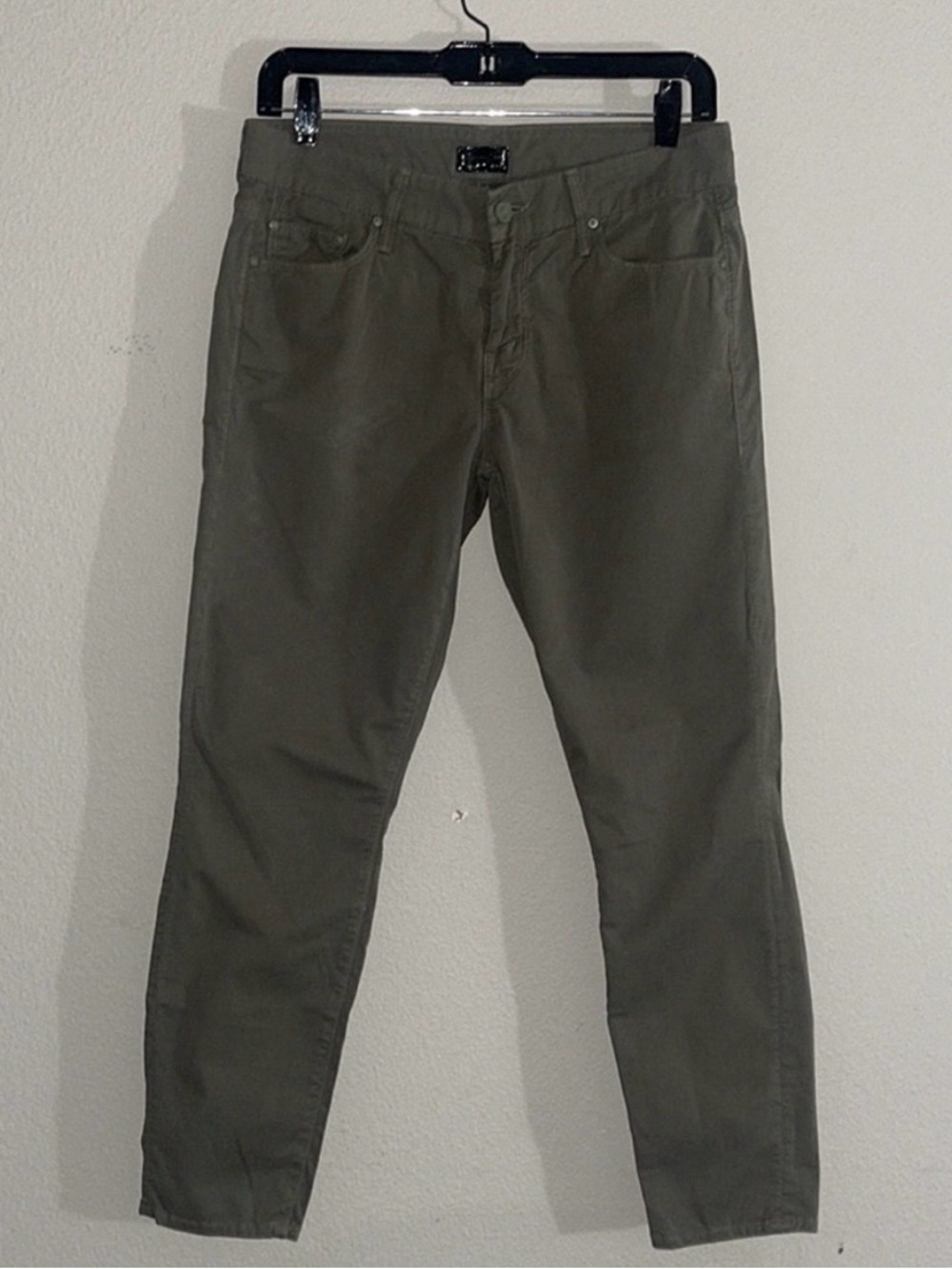 Mother - The Looker Cropped Olive Green Straight-Leg Pants